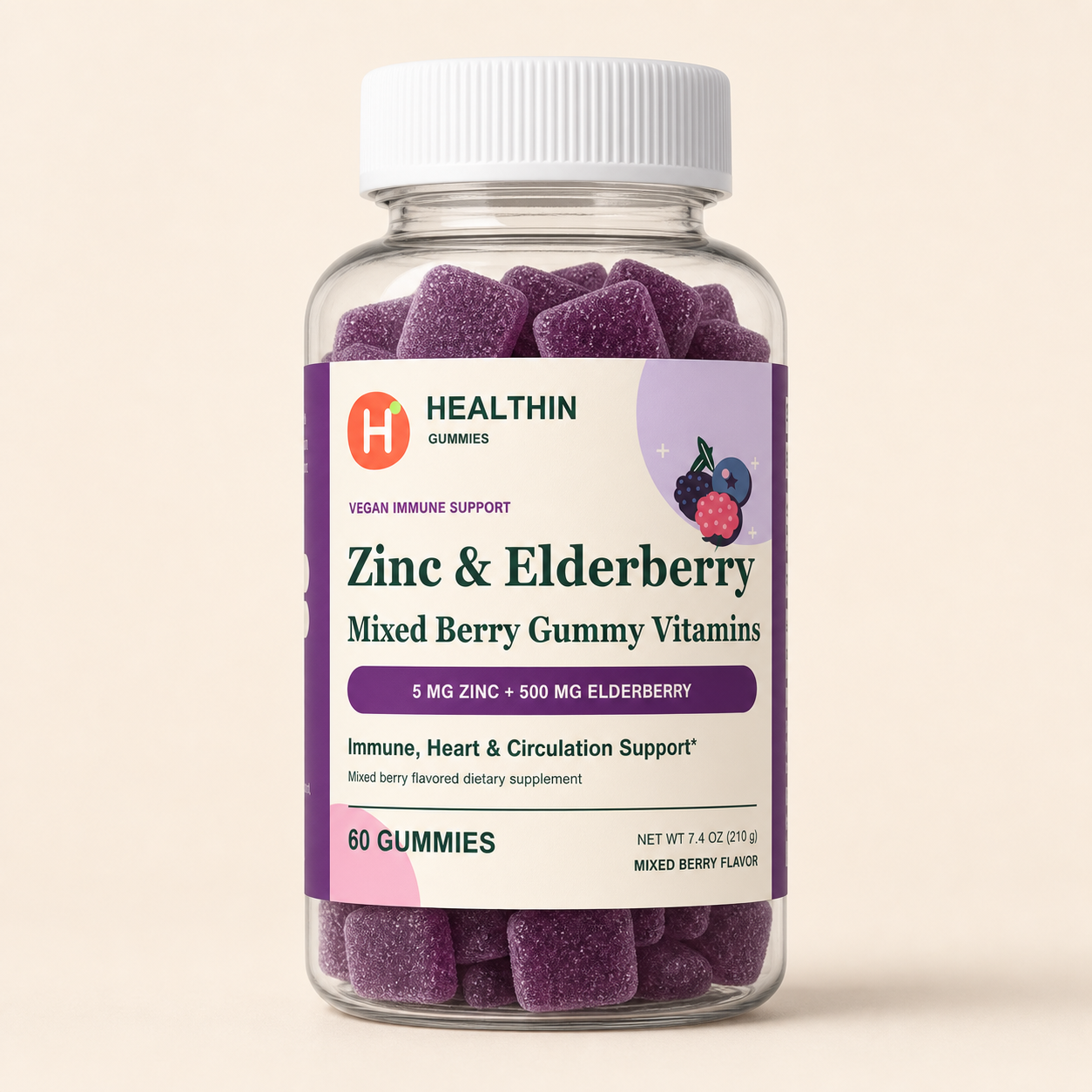 Zinc + Elderberry bottle with Mixed berry gummies